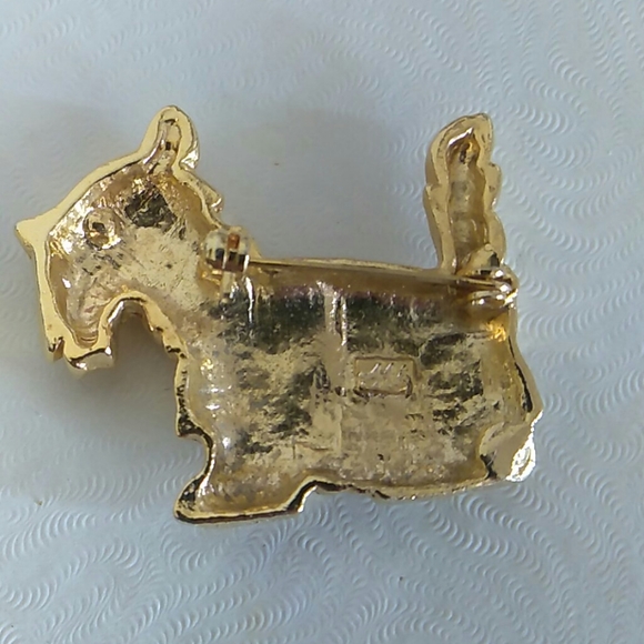 Scottie Dog Brooch Gold Tone - Picture 2 of 6